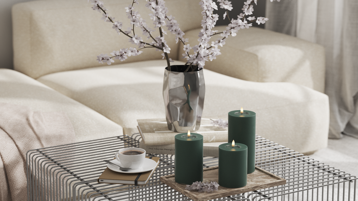 LED bloklys med naturtro LED flamme