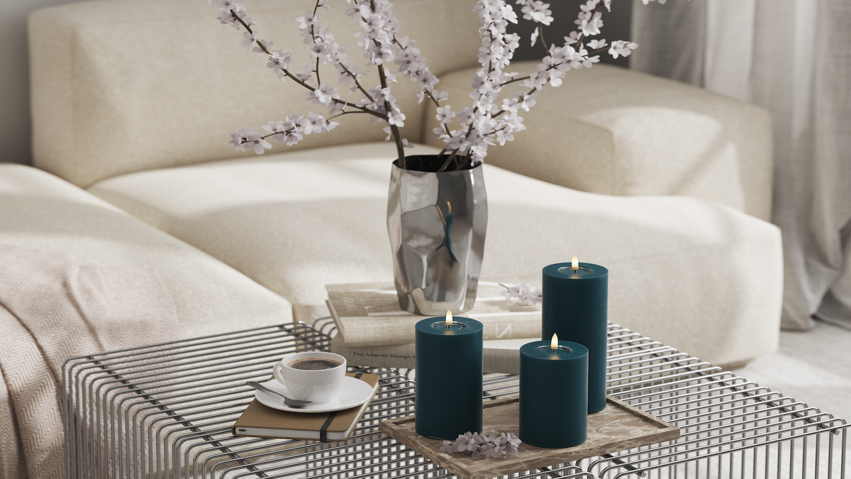 LED bloklys med naturtro LED flamme