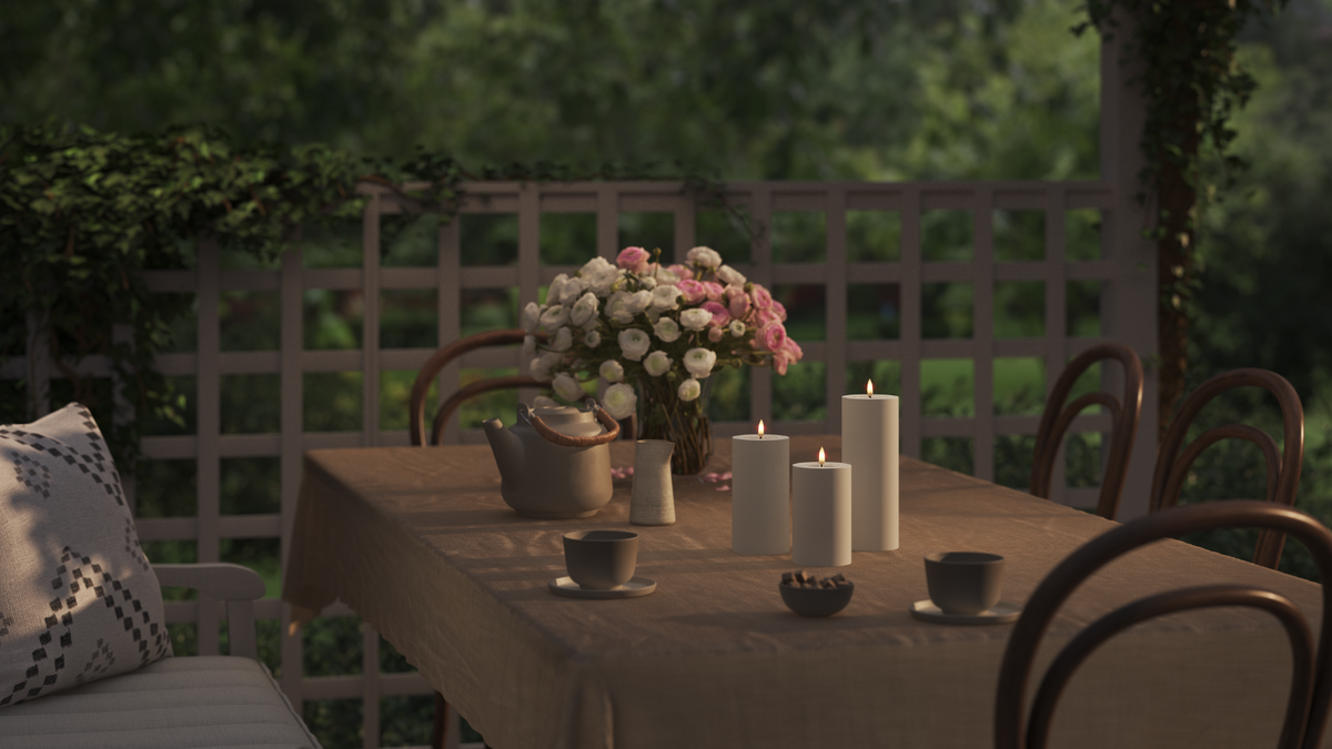 LED udendørslys bloklys med naturtro LED flamme