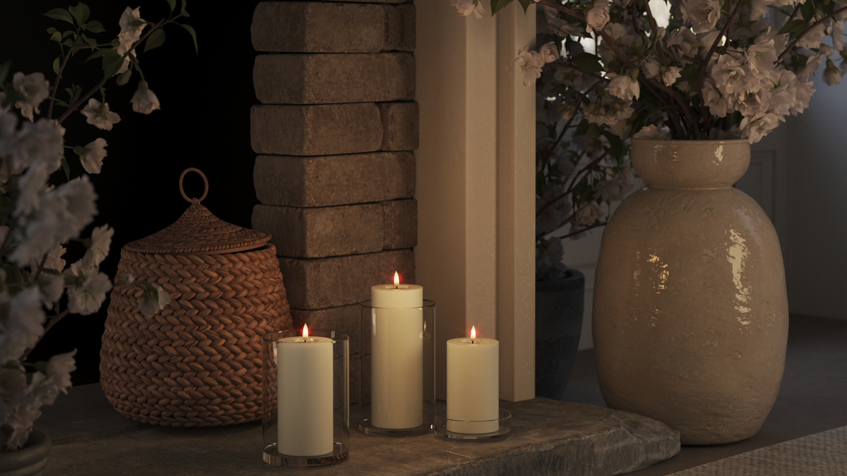 LED bloklys med naturtro LED flamme