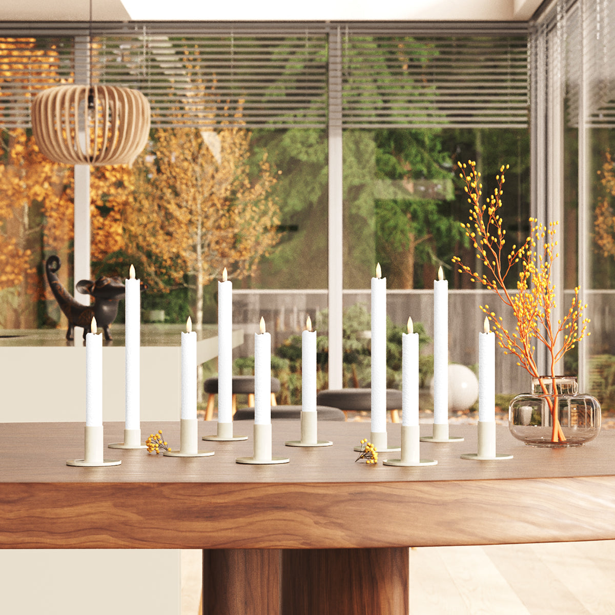 Romantik LED Kronelys pakke - Hvid - 6 stk 15 cm | 4 stk 24 cm