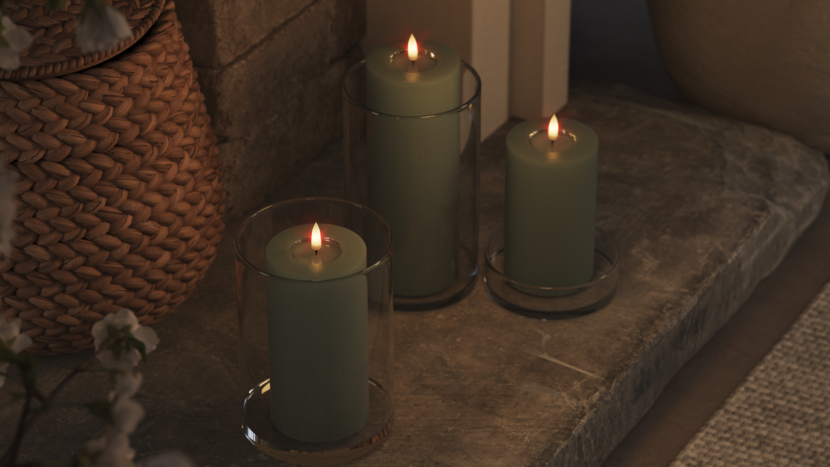 LED bloklys med naturtro LED flamme