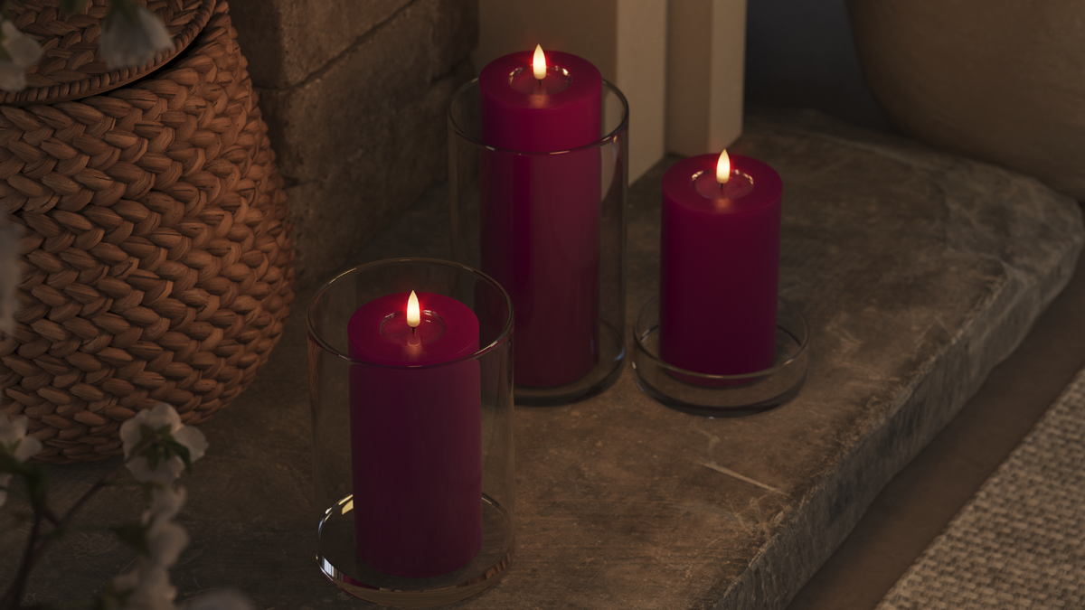 LED bloklys med naturtro LED flamme