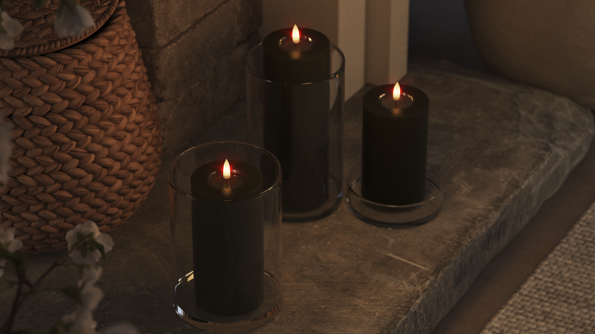 LED bloklys med naturtro LED flamme