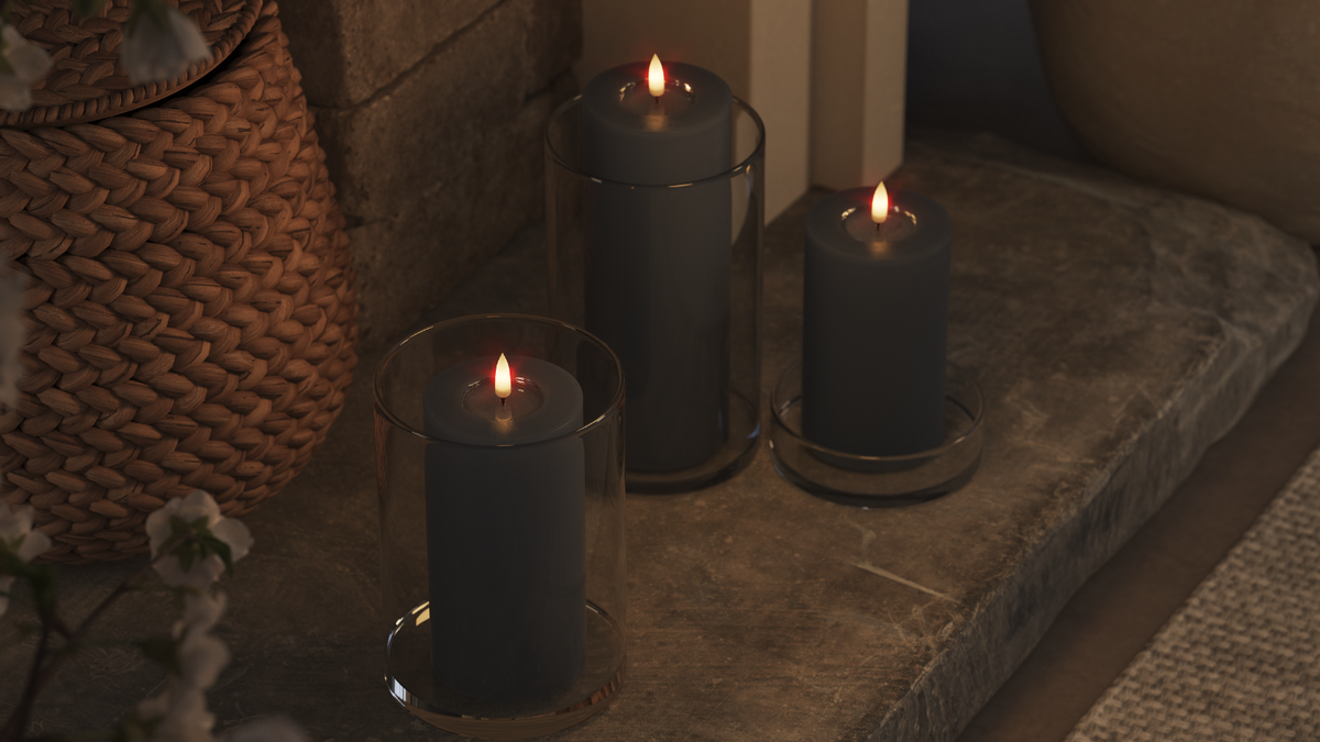 LED bloklys med naturtro LED flamme