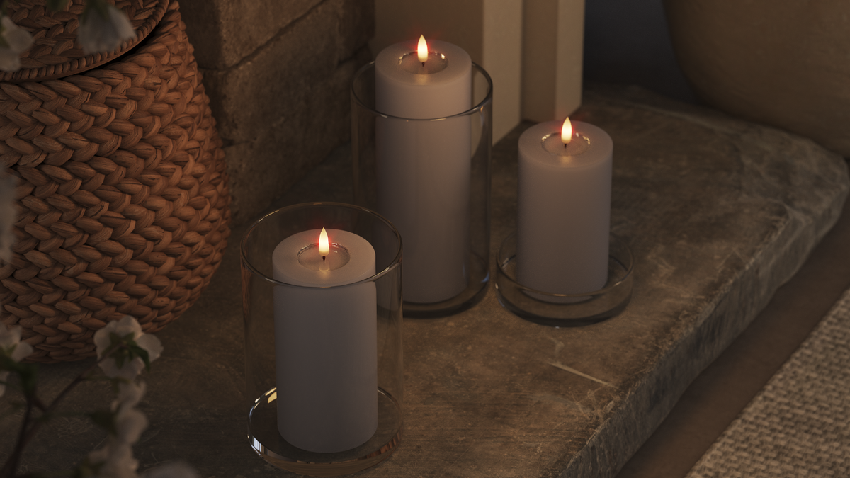 LED bloklys med naturtro LED flamme