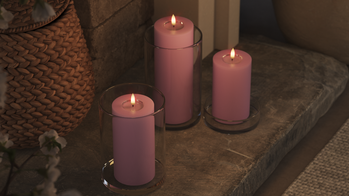 LED bloklys med naturtro LED flamme