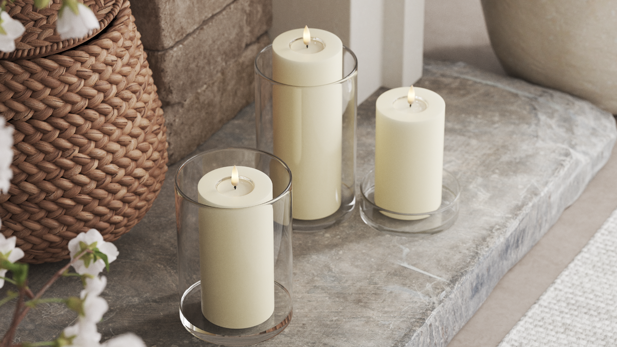 LED bloklys med naturtro LED flamme