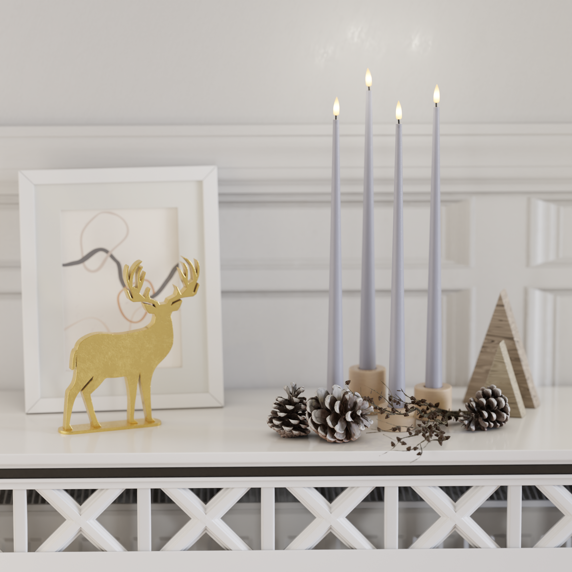 Deluxe Homeart LED Kertelys pakke - Støvet blå - 4 stk 38 cm 2