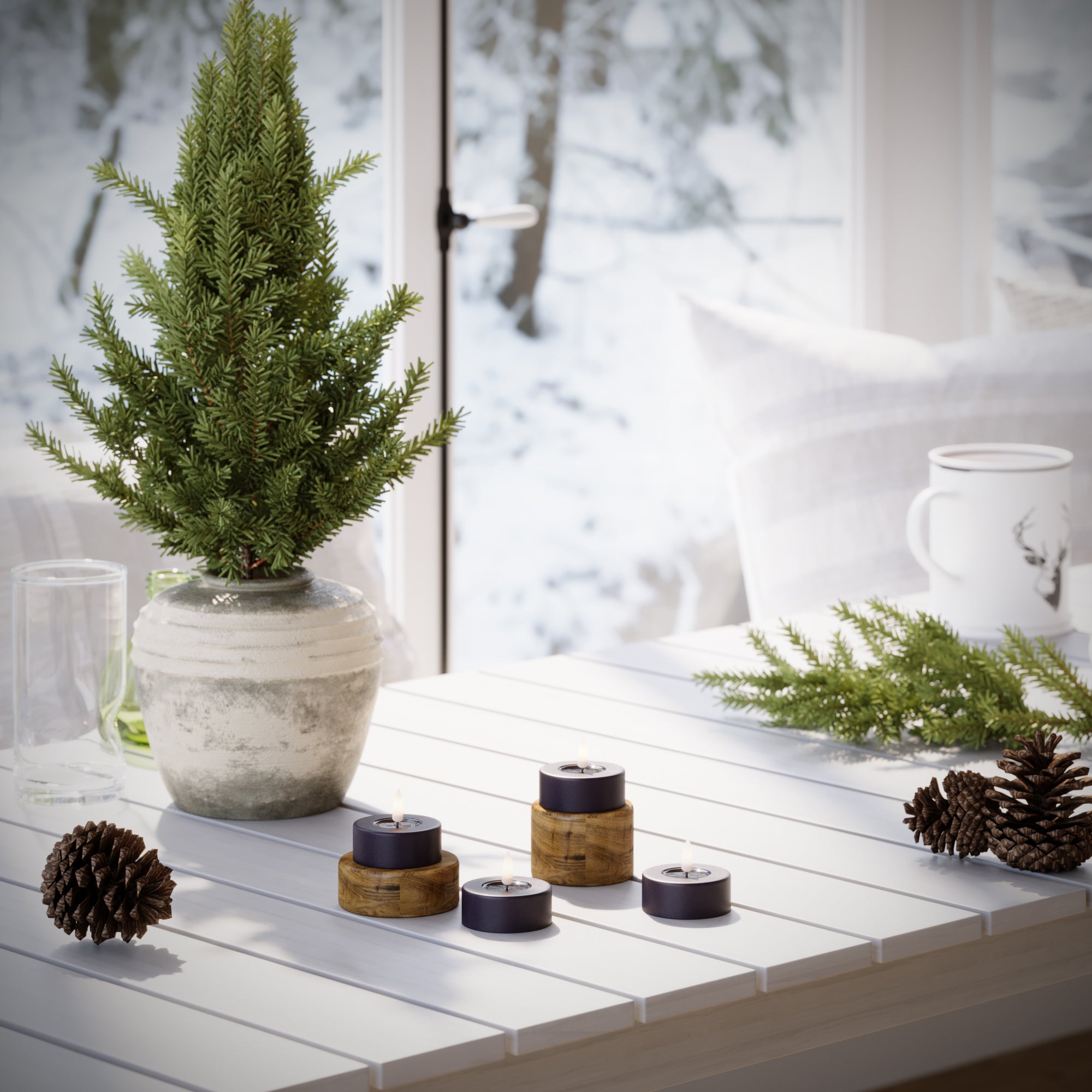 LED Jumbo Fyrfadslys Mørkelilla - 4 stk