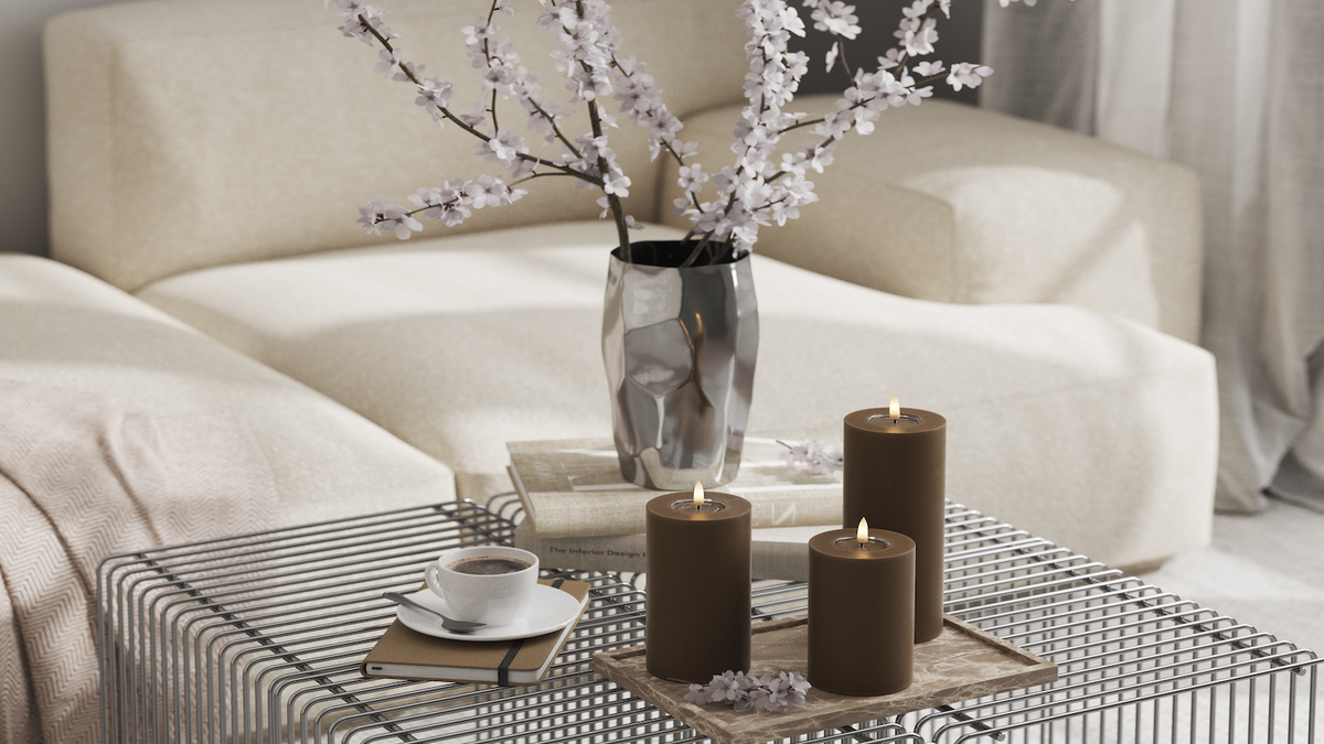 LED bloklys med naturtro LED flamme