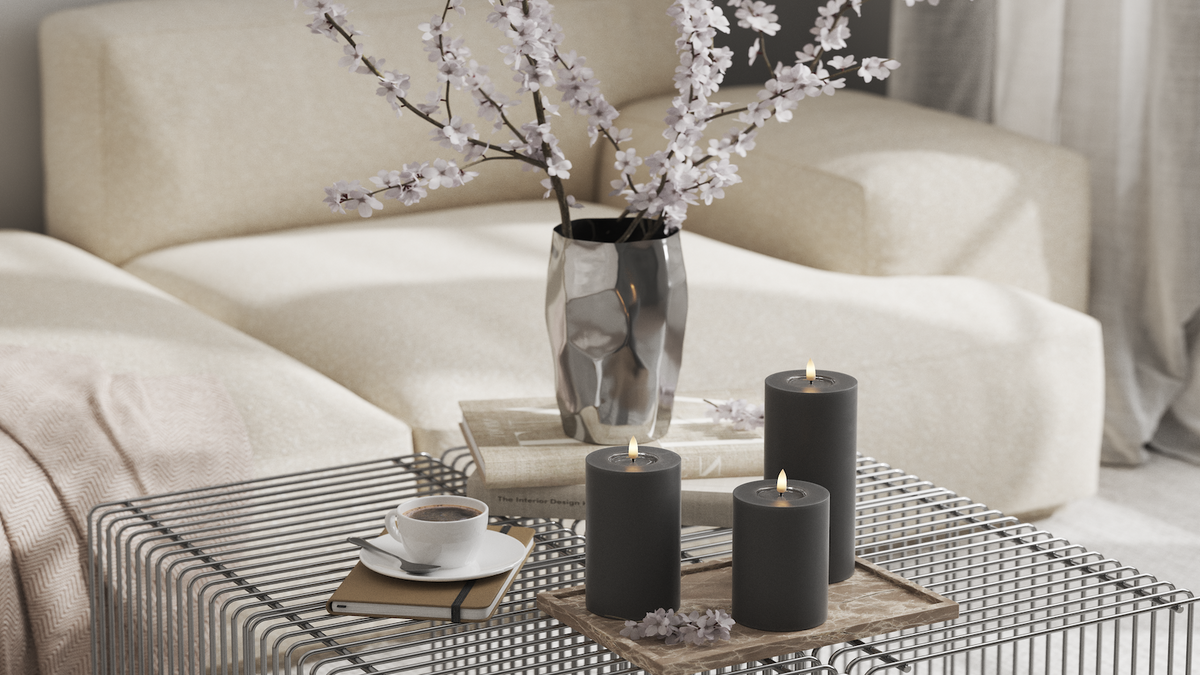 LED bloklys med naturtro LED flamme