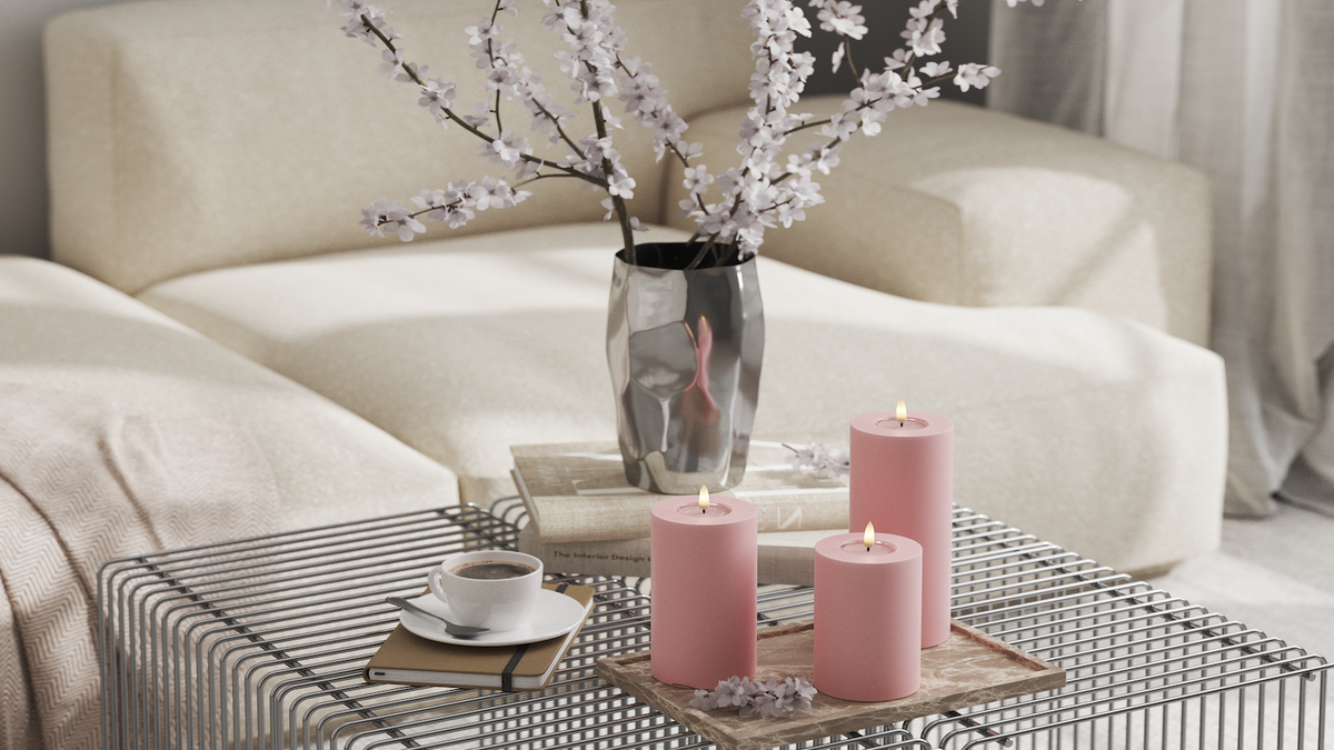 LED bloklys med naturtro LED flamme