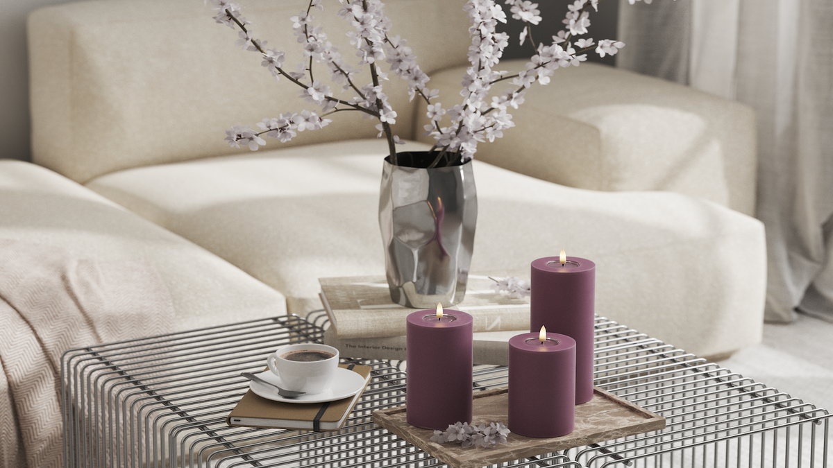 LED bloklys med naturtro LED flamme