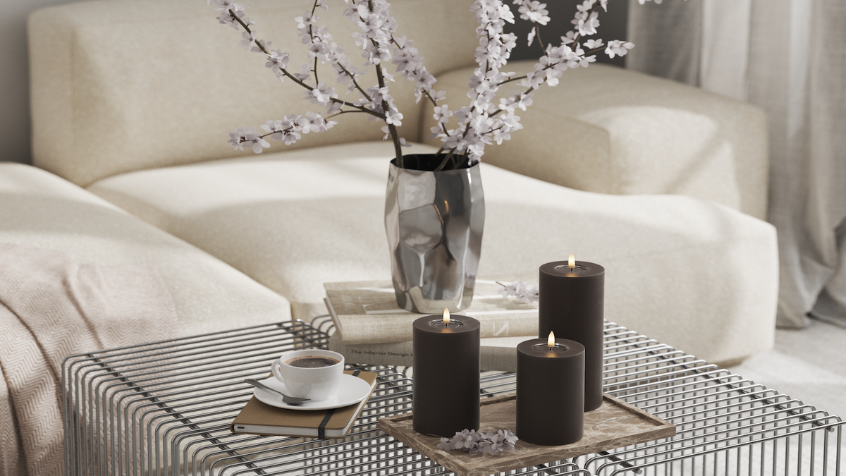 LED bloklys med naturtro LED flamme