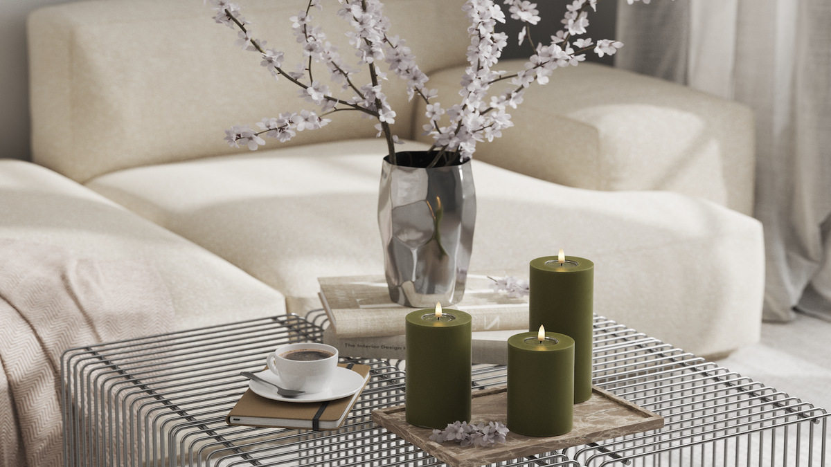 LED bloklys med naturtro LED flamme