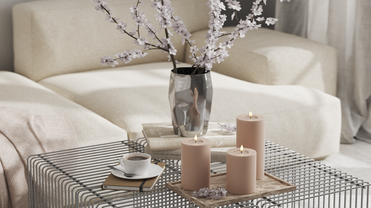 LED bloklys med naturtro LED flamme