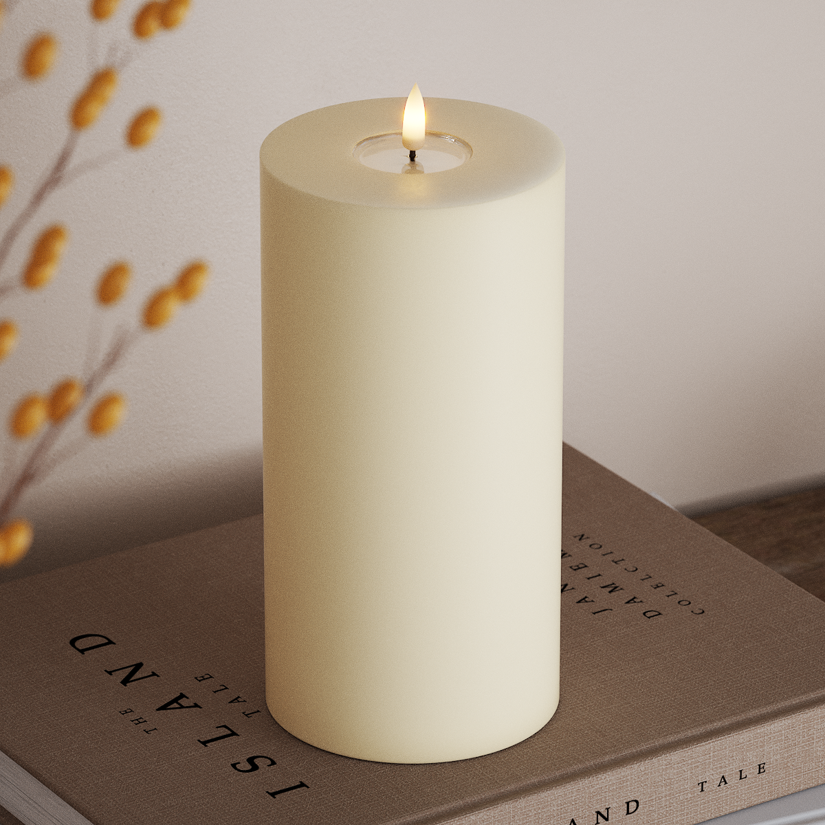 Deluxe Homeart LED Bloklys Ø 10 x 20 cm Cream LED bloklys 3