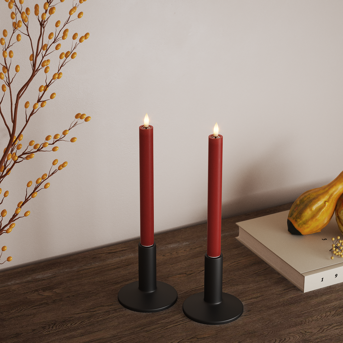 Deluxe Homeart LED Kronelys 2 stk, Ø 2 x 24 cm Rød LED kronelys 3