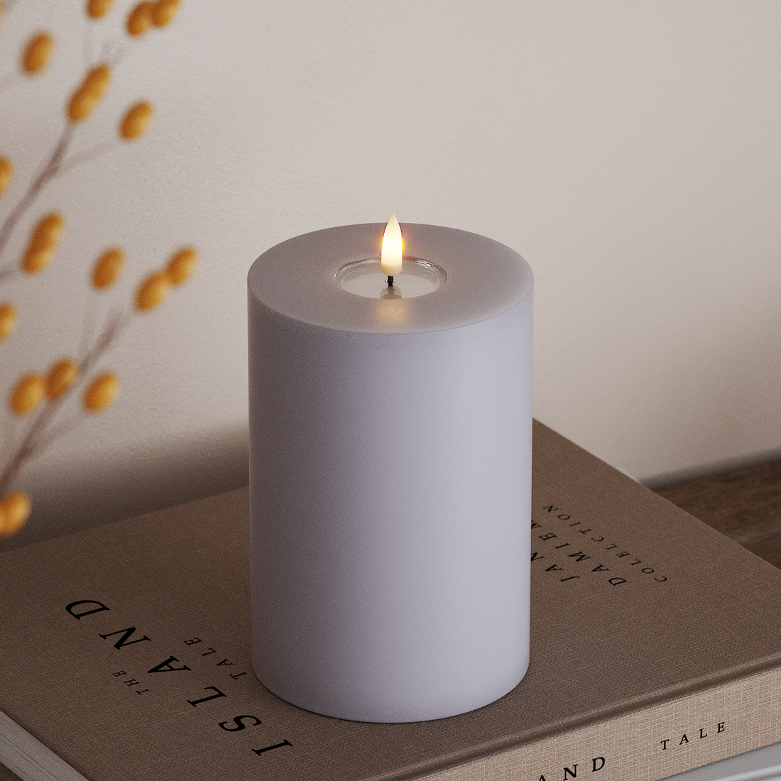 Deluxe Homeart LED Bloklys Ø 10 x 15 cm Støvet blå LED bloklys 4