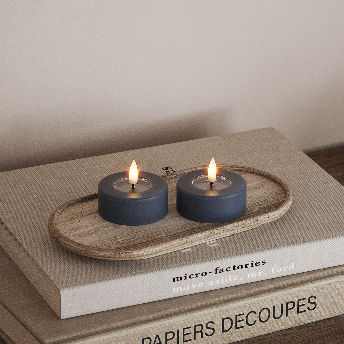 Deluxe Homeart LED Jumbo Fyrfadslys 2 stk. Store Isblå LED jumbo fyrfadslys 3