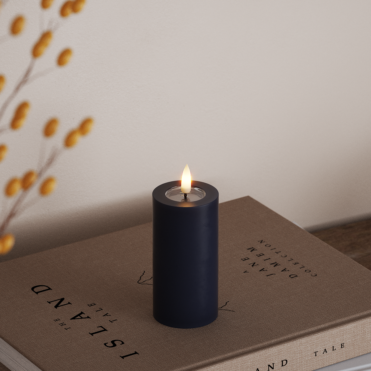 Deluxe Homeart LED Bloklys Ø 5 x 10 cm Kongeblå LED bloklys 3