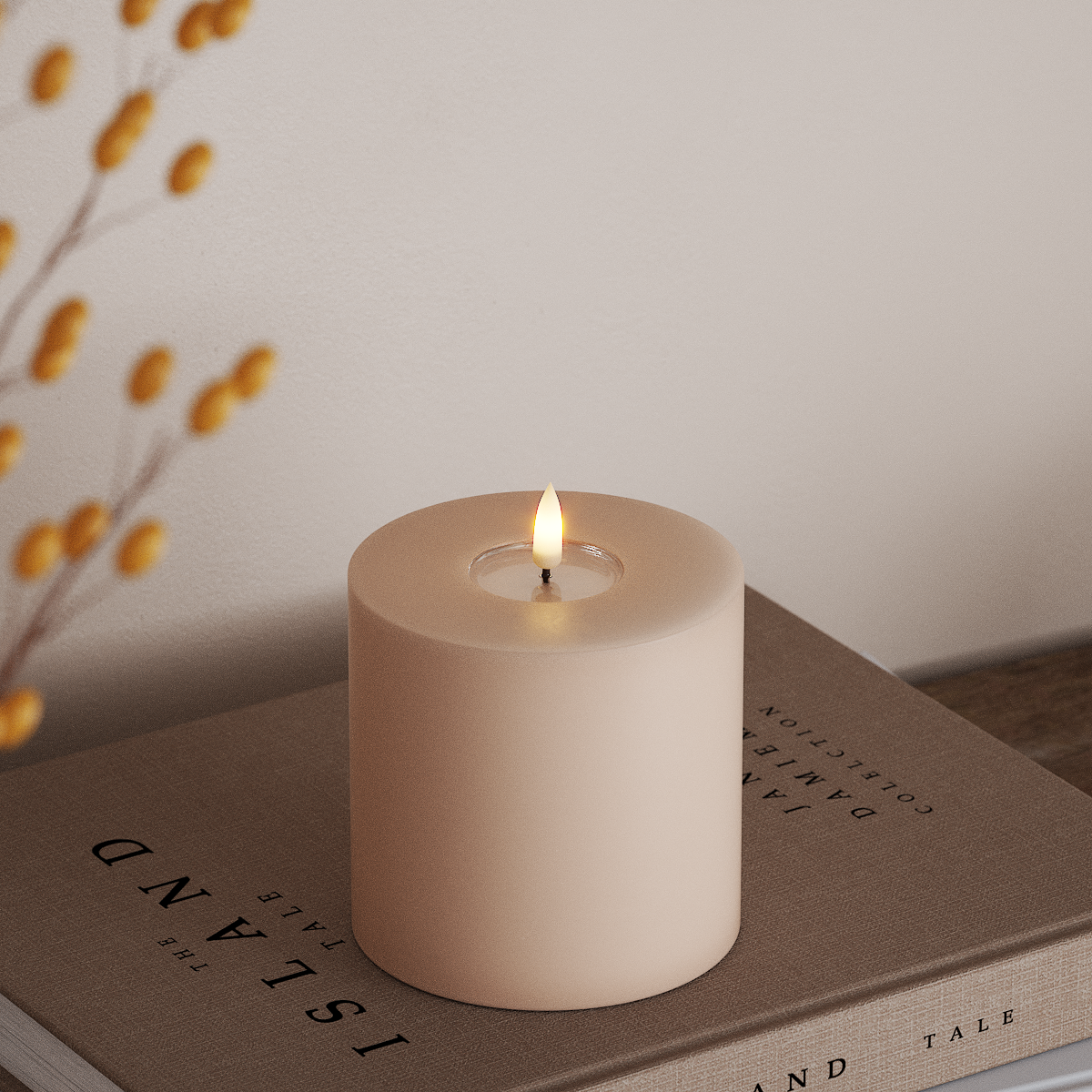 Deluxe Homeart LED Bloklys Ø 10 x 10 cm Rose LED bloklys 3