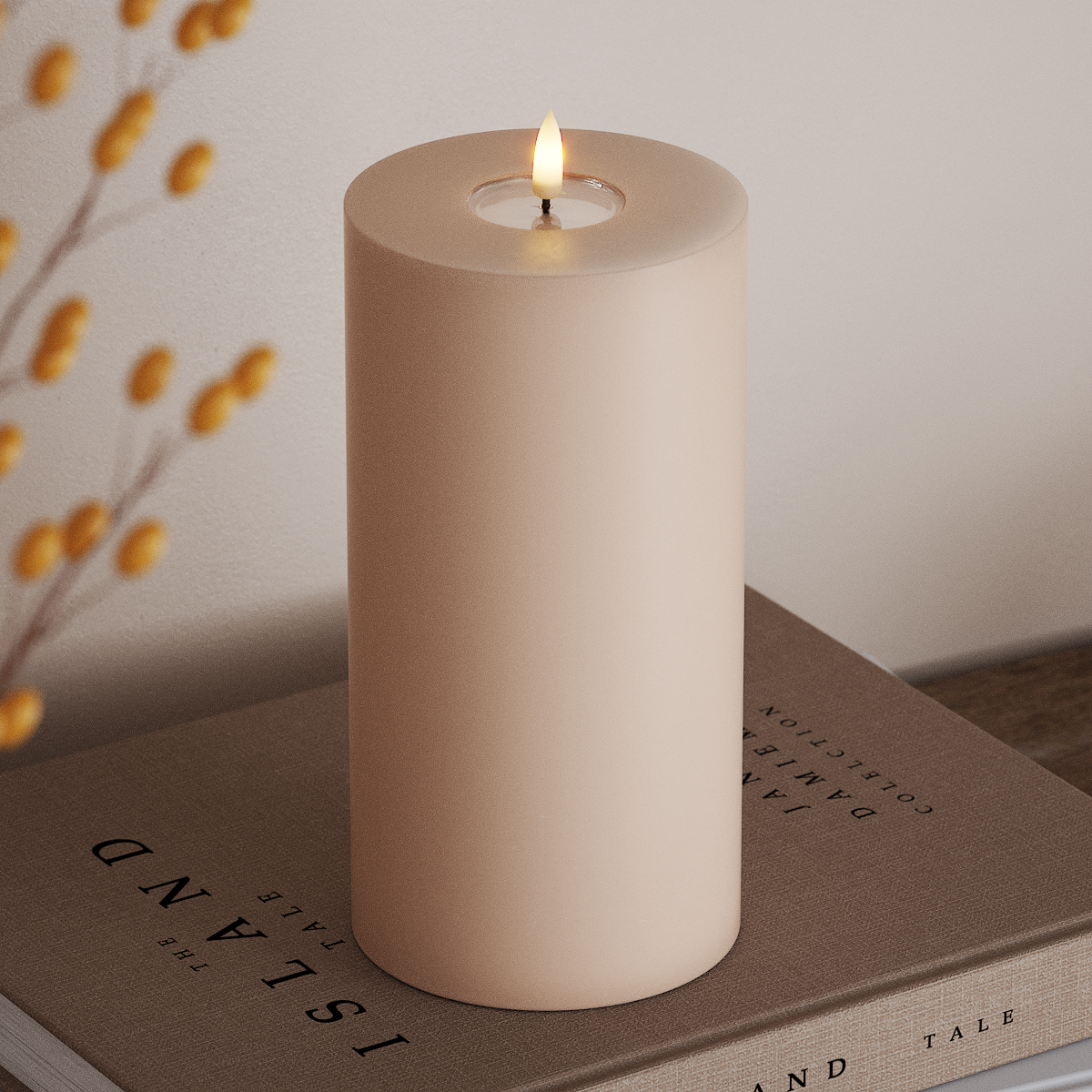 Deluxe Homeart LED Bloklys Ø 10 x 20 cm Rose LED bloklys 3