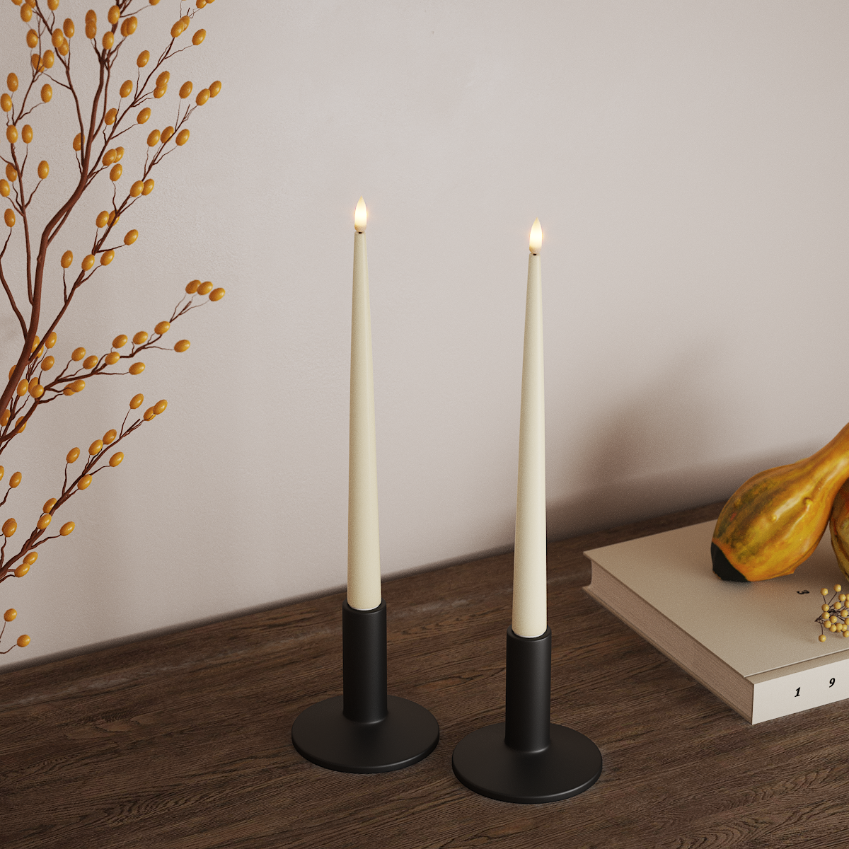 Deluxe Homeart LED Kertelys med Lak, 2 stk 28 cm Cream LED kertelys 3