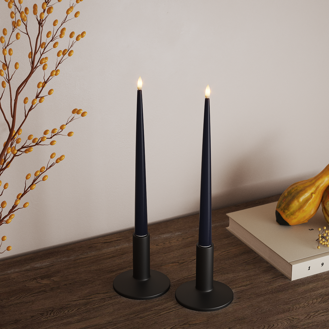 Deluxe Homeart LED Kertelys med Lak, 2 stk 28 cm Kongeblå LED kertelys 4