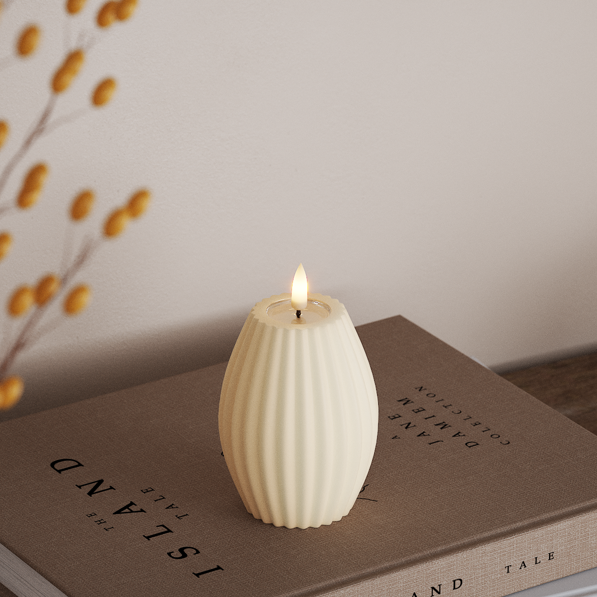 Deluxe Homeart LED Rillelys D 7,5 x H 10 cm Cream LED rillelys 3