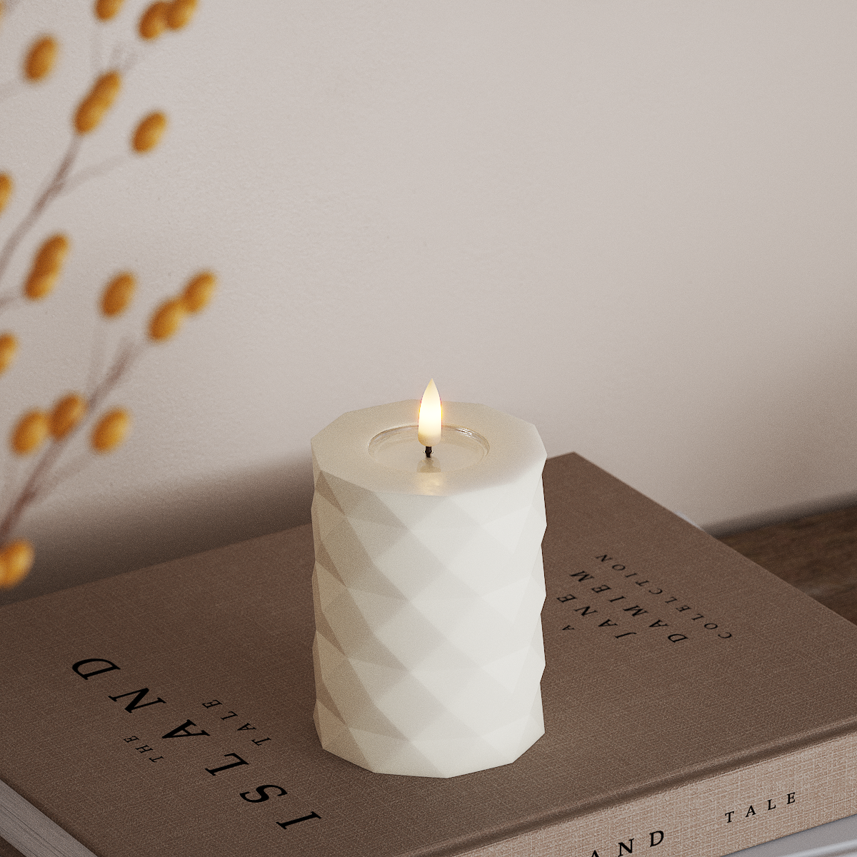 Deluxe Homeart Square LED Bloklys Ø 7,5 x 10 cm Hvid LED Square 3