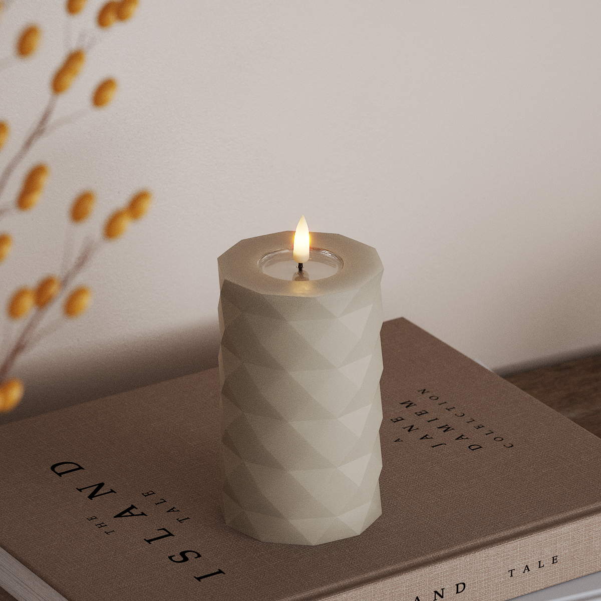 Deluxe Homeart Square LED Bloklys Ø 7,5 x 12,5 cm Sand LED Square 3