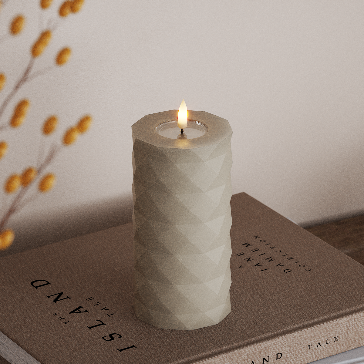 Deluxe Homeart Square LED Bloklys Ø 7,5 x 15 cm Sand LED Square 3