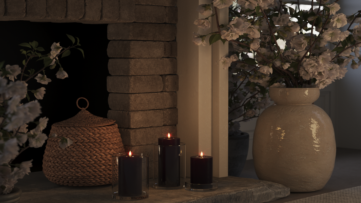 LED bloklys med naturtro LED flamme