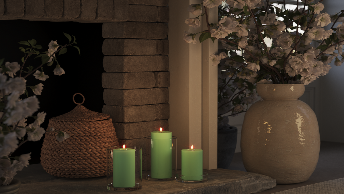 LED bloklys med naturtro LED flamme