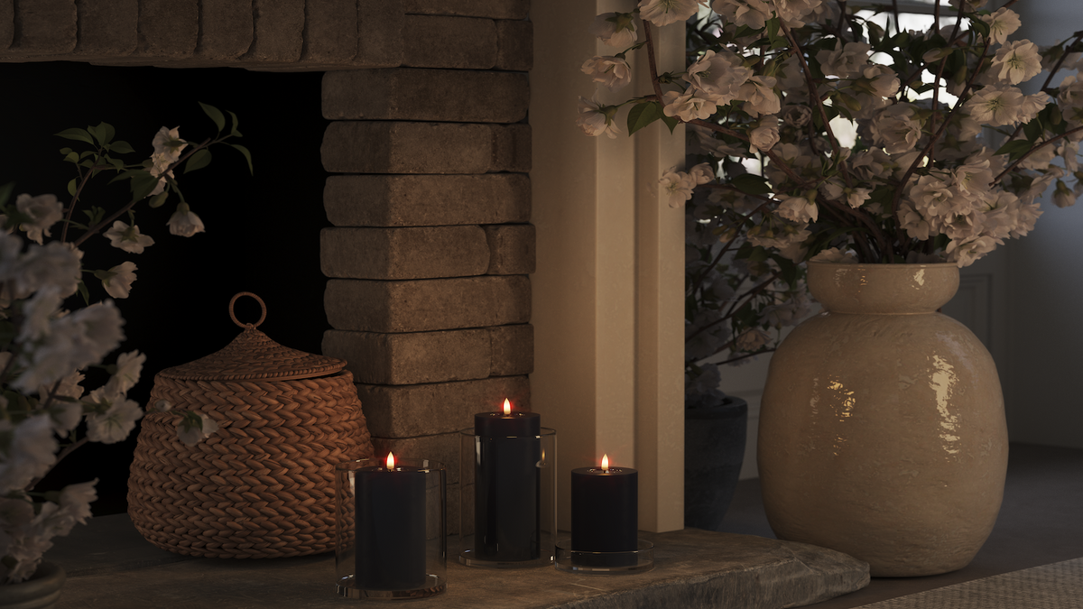 LED bloklys med naturtro LED flamme