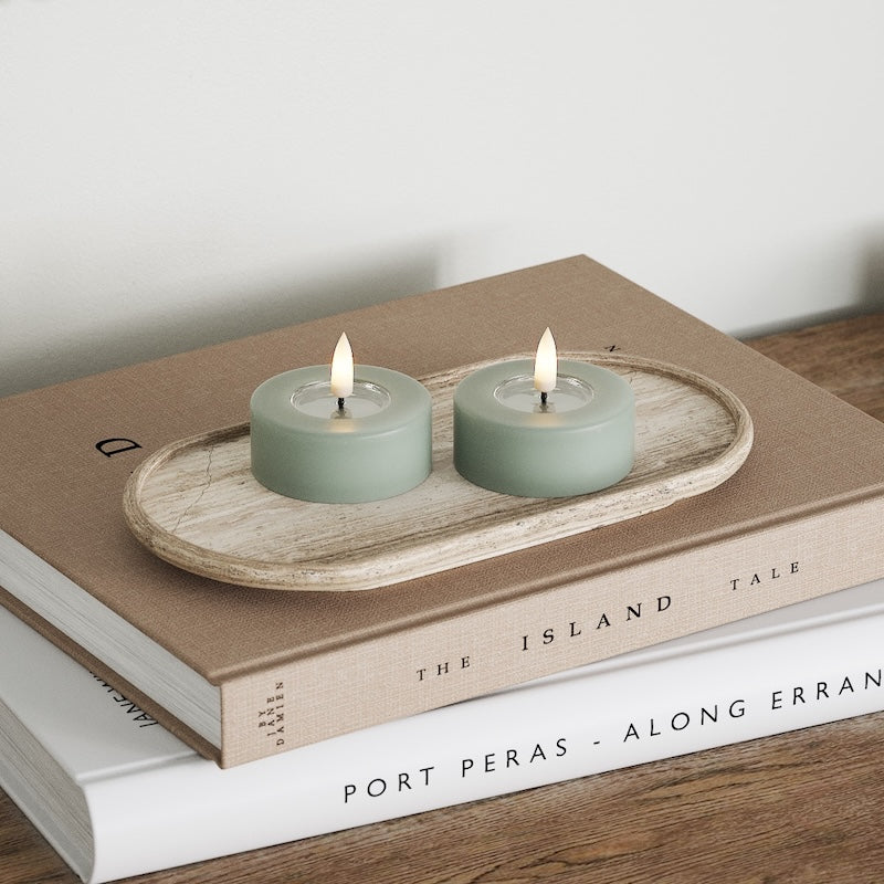 Deluxe Homeart LED Jumbo Fyrfadslys 2 stk. (Store) Salvie Grøn