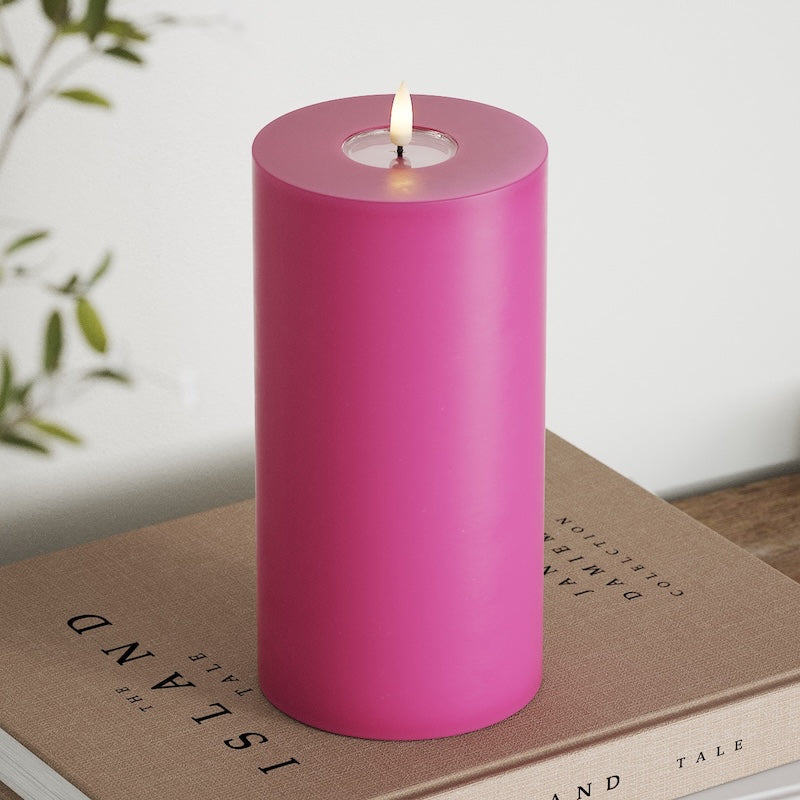 Deluxe Homeart LED Bloklys Ø 10 x 20 cm Magenta