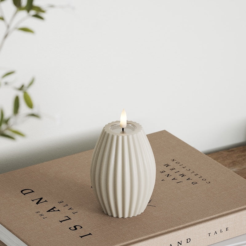 Deluxe Homeart LED Rillelys D 7,5 x H 10 cm Sand