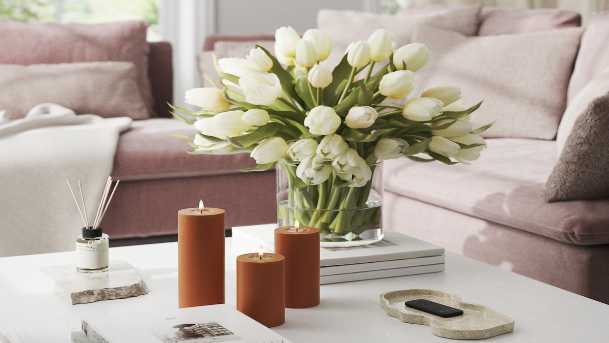 LED bloklys med naturtro LED flamme