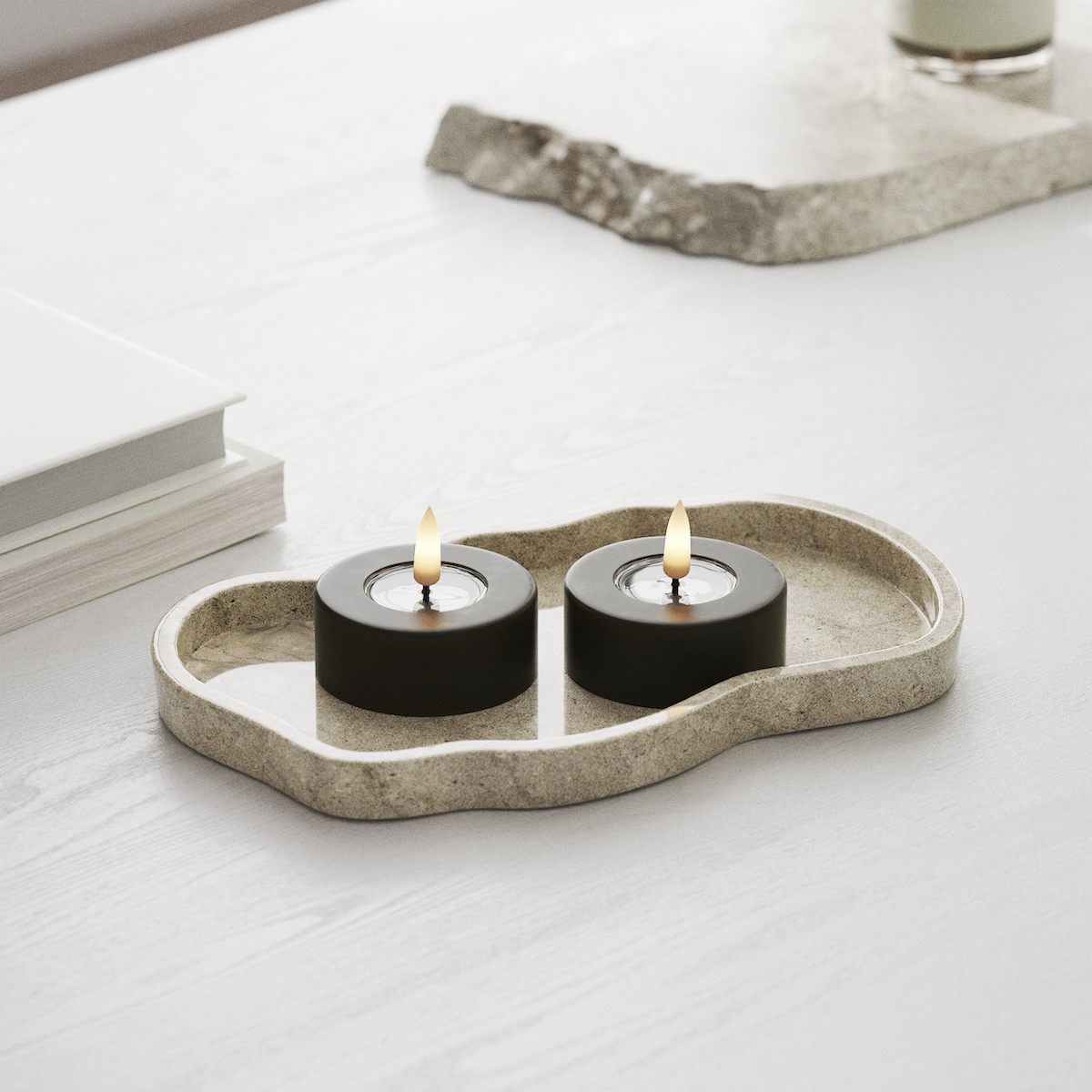 Deluxe Homeart LED Jumbo Fyrfadslys 2 stk. Store Mørkegrøn LED jumbo fyrfadslys 1