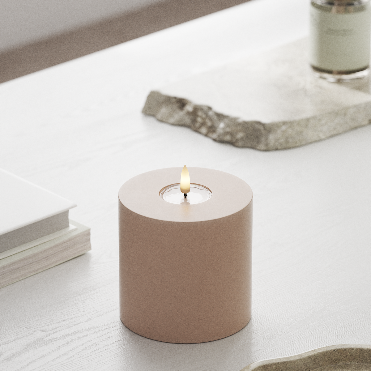 Deluxe Homeart LED Bloklys Ø 10 x 10 cm Rose LED bloklys 1