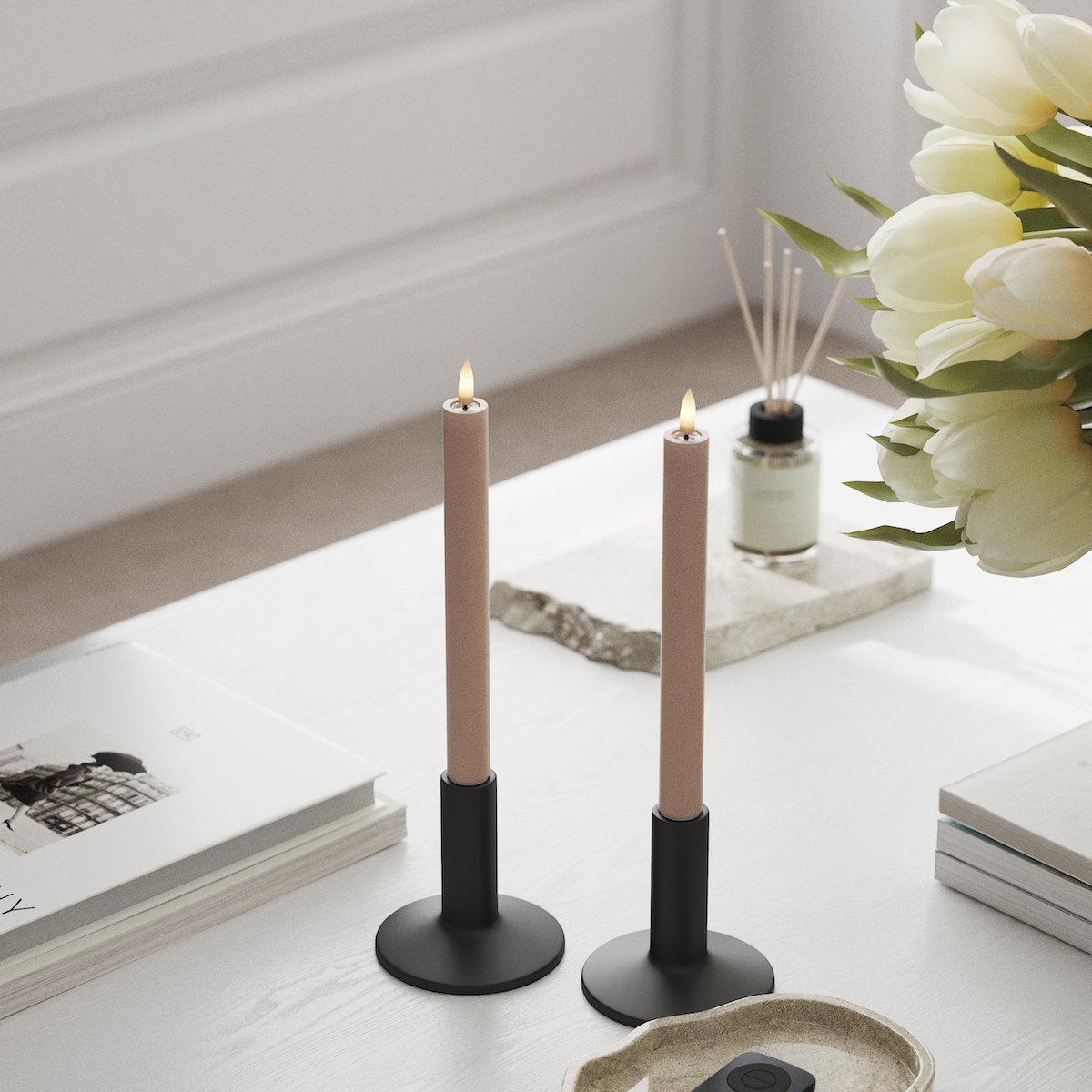 Deluxe Homeart LED Kronelys 2 stk, Ø 2 x 24 cm Rose LED kronelys 1