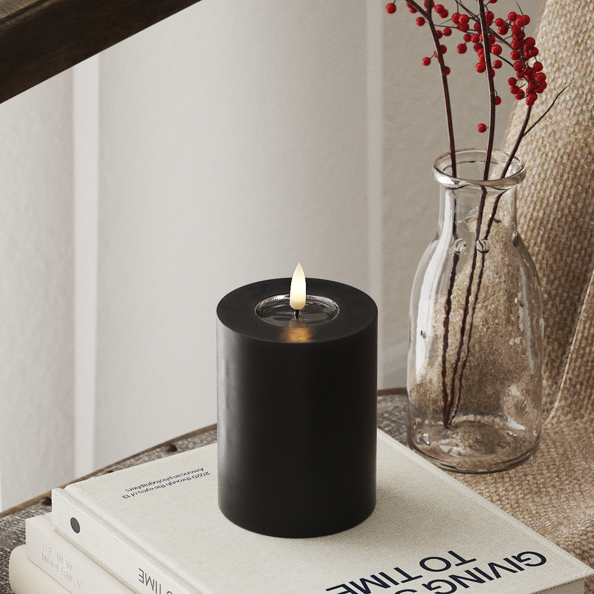 Deluxe Homeart LED Bloklys Ø 7,5 x 10 cm Sort LED bloklys 4