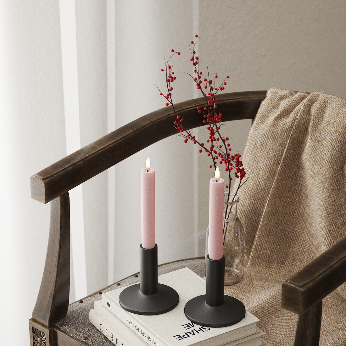 Deluxe Homeart LED Kronelys 2 stk, Ø 2 x 15 cm Lyserød LED kronelys 4