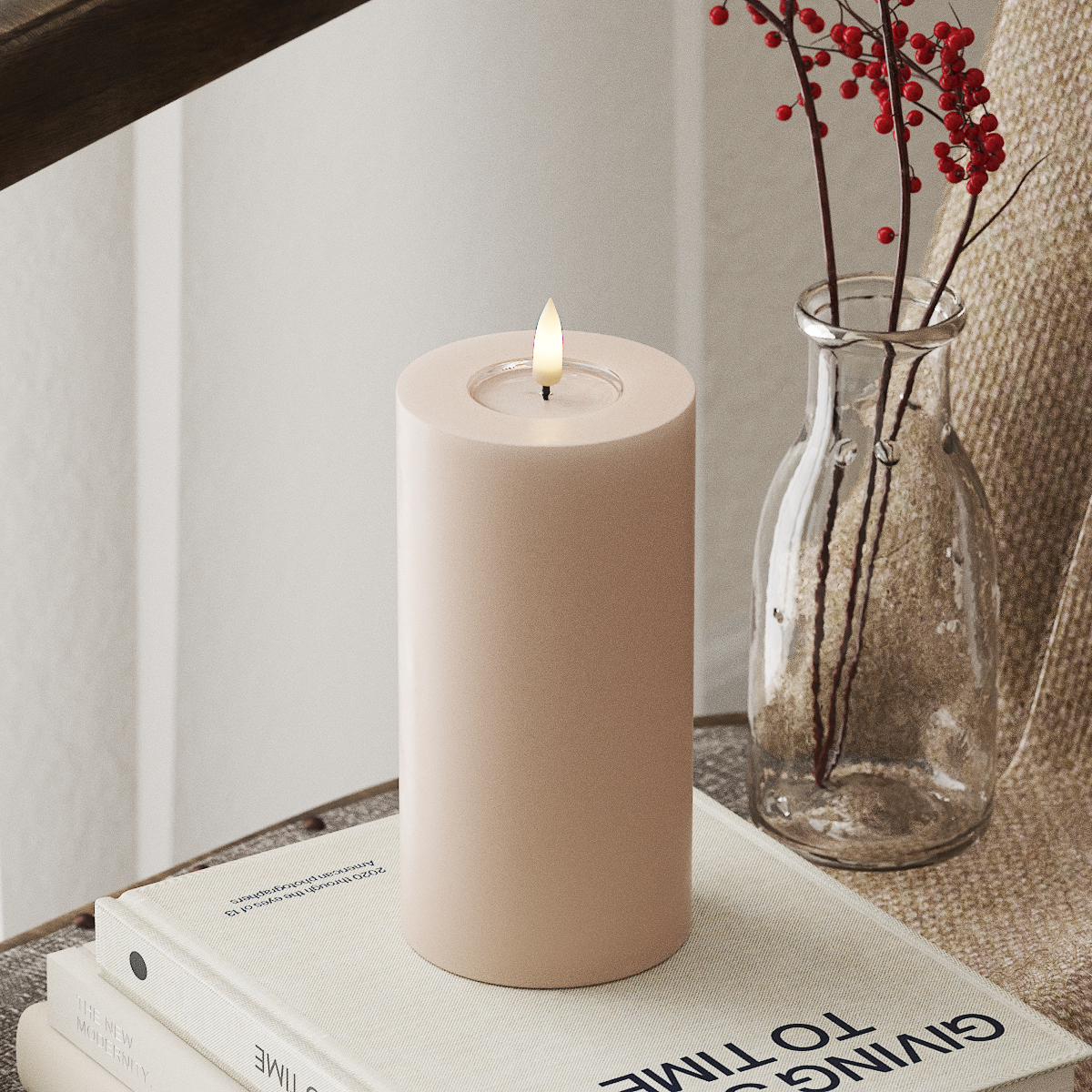 Deluxe Homeart LED Bloklys Ø 7,5 x 15 cm Rose LED bloklys 4