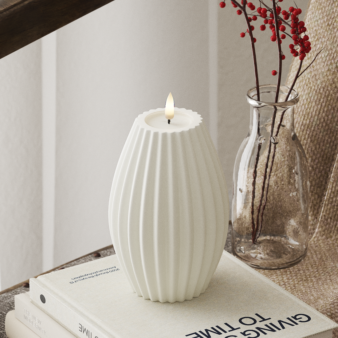 Deluxe Homeart LED Rillelys D 10 x H 15 cm Hvid LED rillelys 4