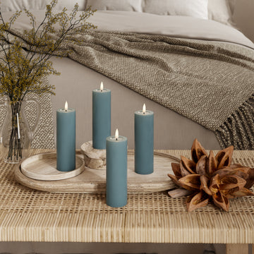 LED Bloklys Ø 5 x 15 cm Jade Grøn + 4 stk