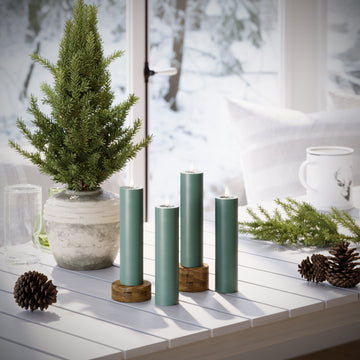 LED Bloklys Ø 5 x 20 cm Jade Grøn - 4 stk